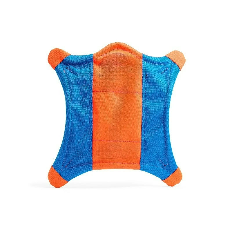 Flying Squirrel Canvas Fetch Disc Dog Toy, Large 11" for Breeds 60 lb+, Pack of 1, Orange and Blue
