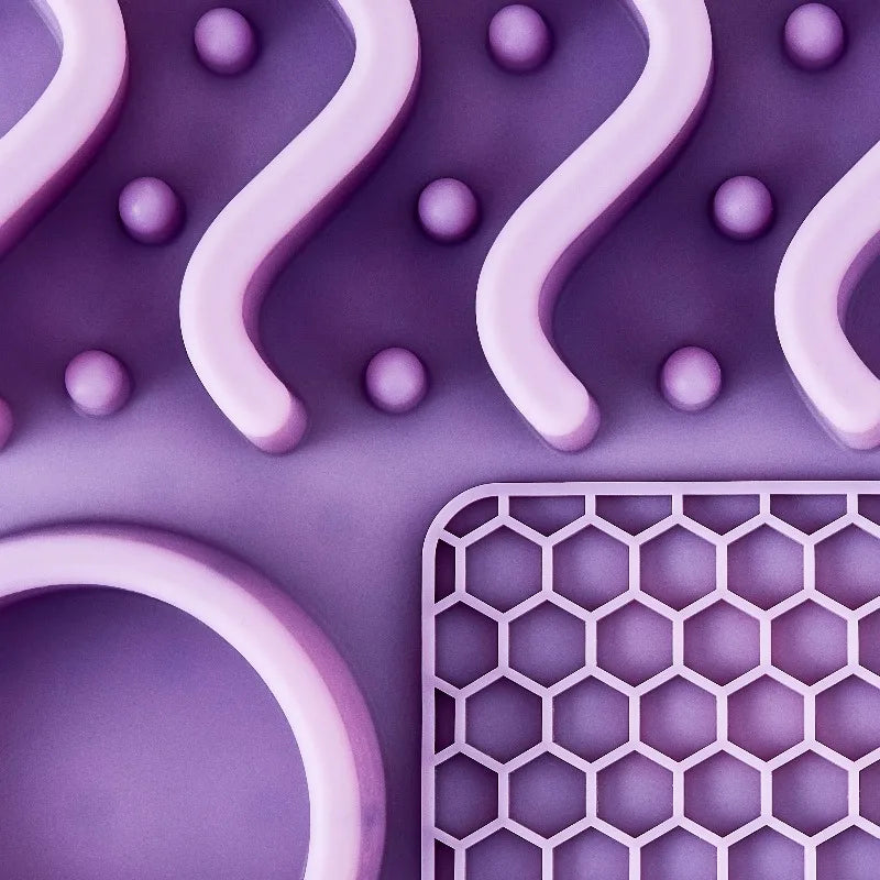 Silicone Slow Feeder Compartment Pet Mat, Purple, 12" x 8"