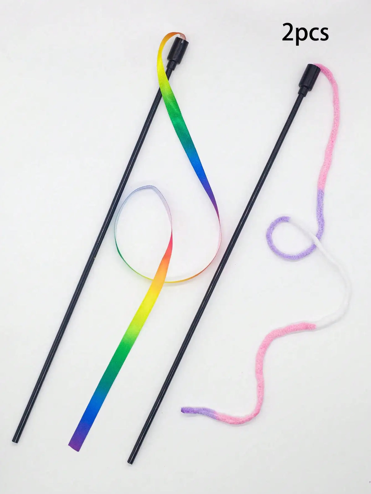 Playful Cat Wand Toy With Colorful Ribbons