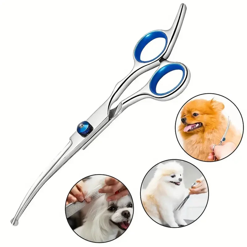 4pcs Premium Titanium Coated Dog Grooming Scissors with Safety Round Tips - Professional Grade Kit for Precise and Safe Trimming