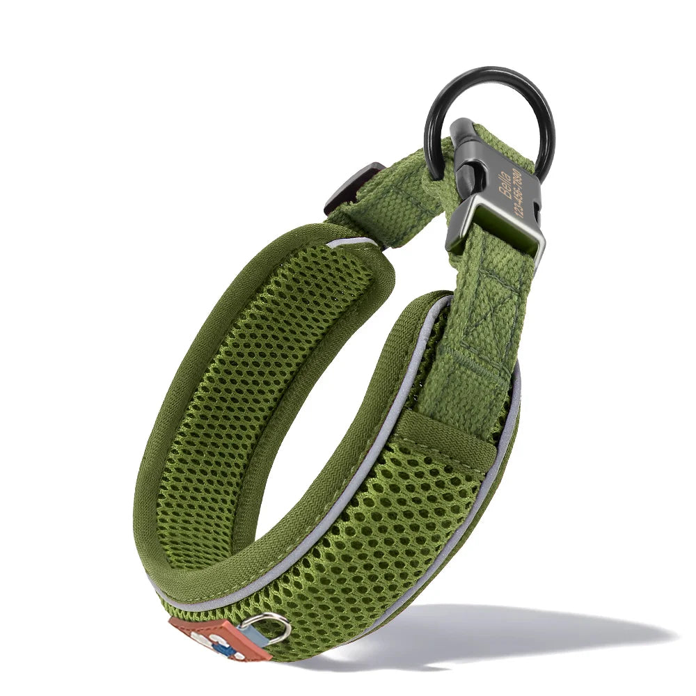 Personalized Mesh Dog Collar Breathable Reflective With Engraving