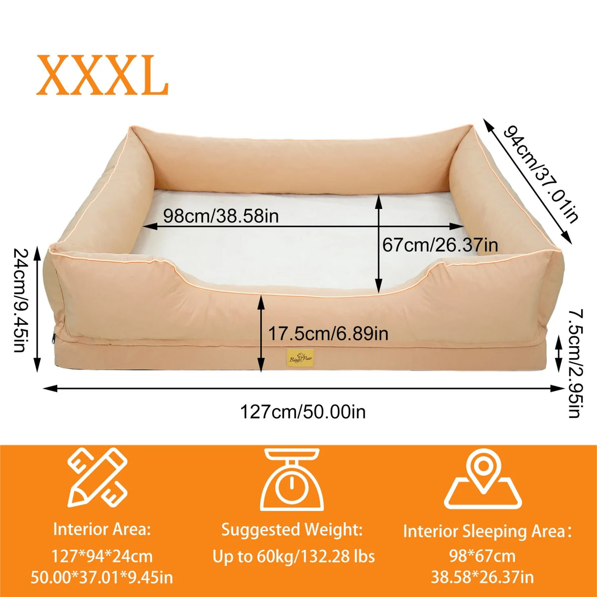 Bingopaw Orthopedic Dog Bed With Removable Waterproof Cover