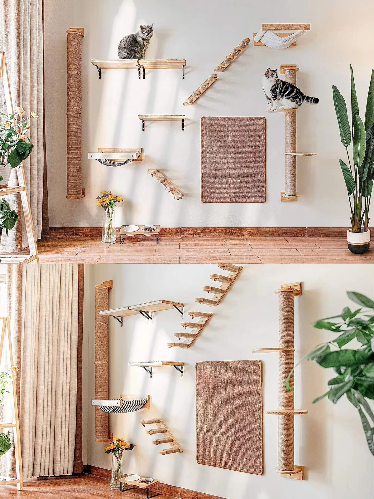 Wall Mounted Cat Tree With Hammock