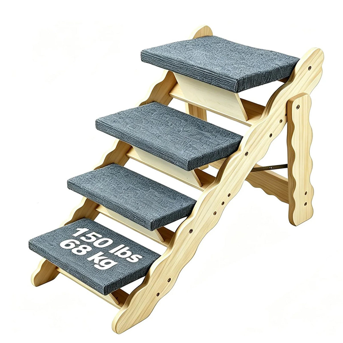 DishyKooker 2in1 Wooden Pet Stairs Folding Ramp