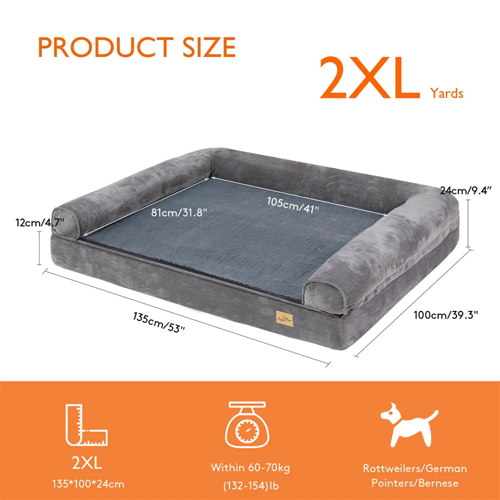 BORWART Orthopedic Memory Foam Dog Bed Removable Waterproof Plush Cover