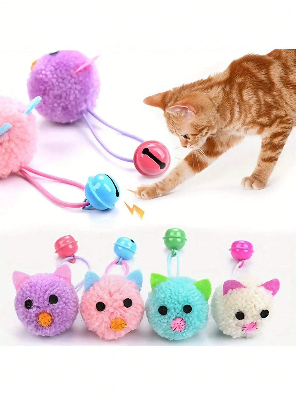 Cat Toys Set Plush Balls With Bell And Mouse Toys