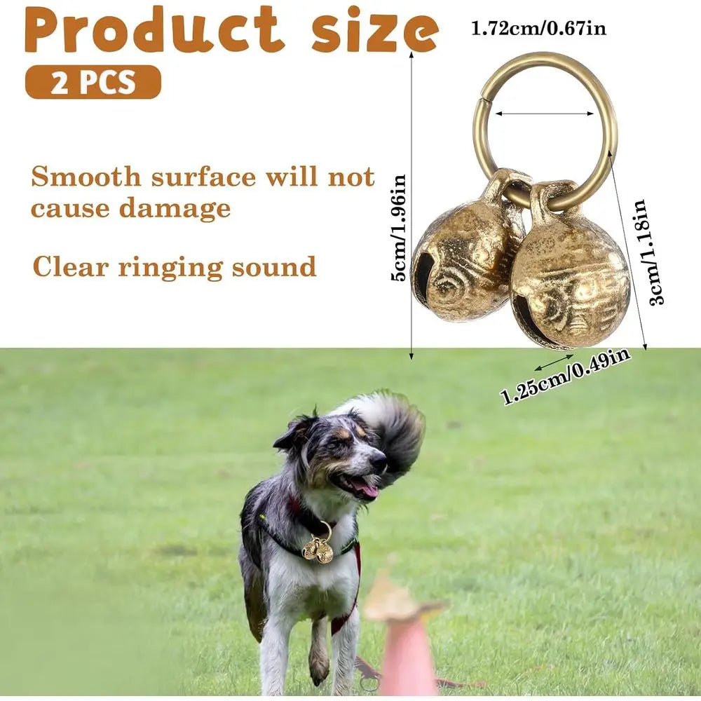 Copper Dog Collar, 4 PCS Brass Dog Extra Loud Collar or Pet Tracking Anti Lost Training Pets Pendant Accessories Anti Theft for
