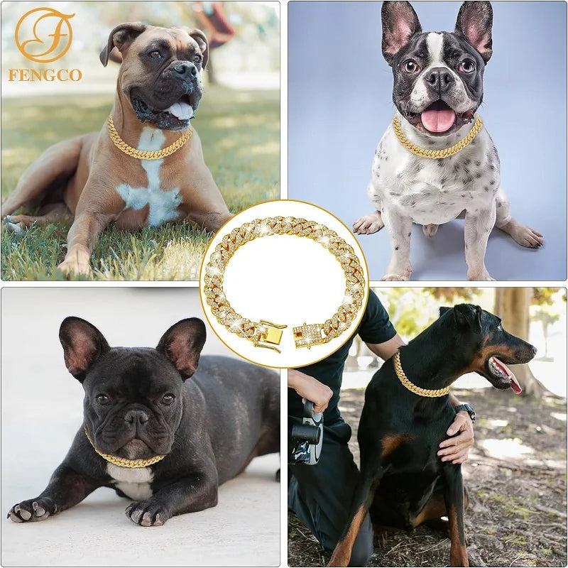 Luxury Stainless Steel Dog Chain Collar For Pets