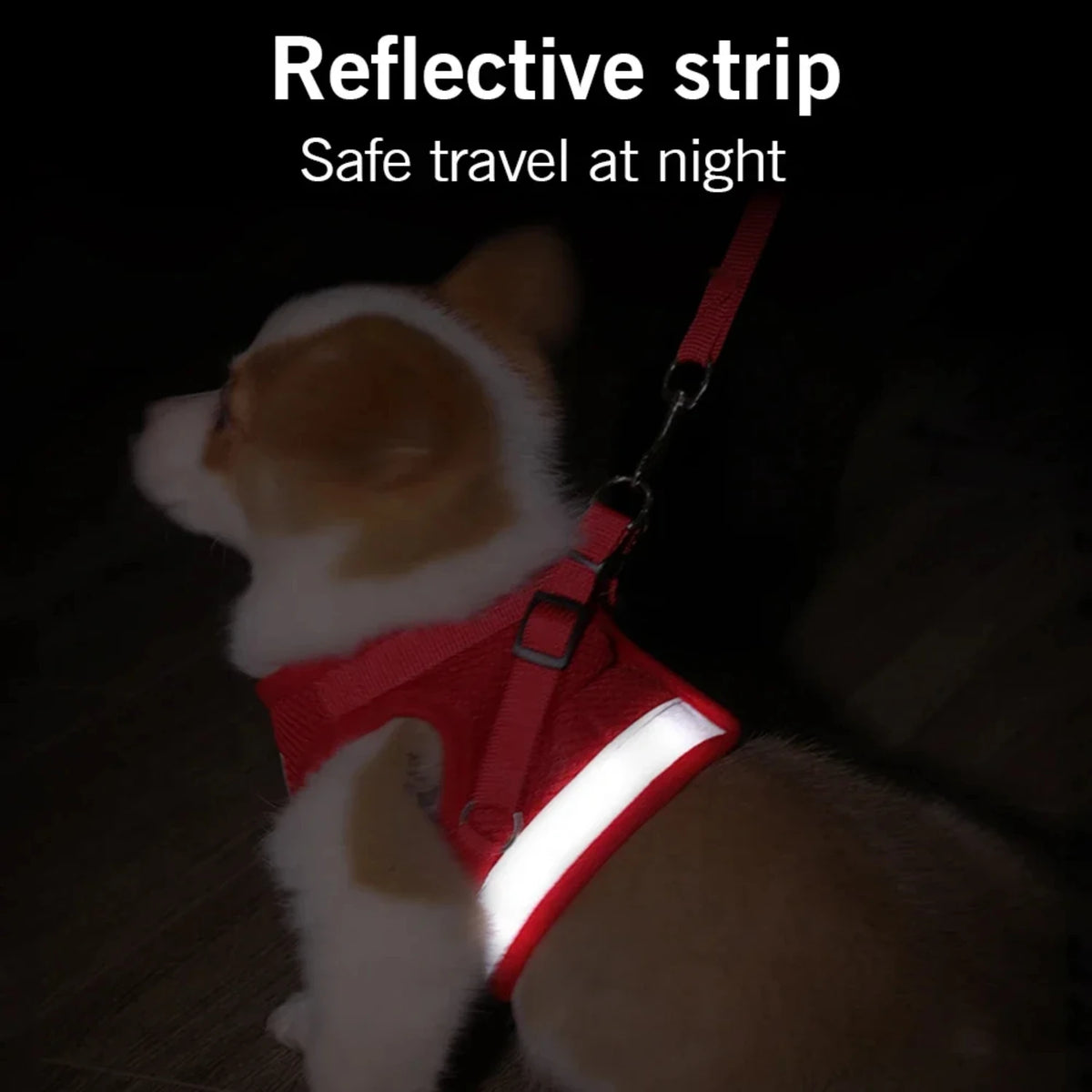 Dog Cat Harness With Adjustable Leash Reflective Mesh Vest
