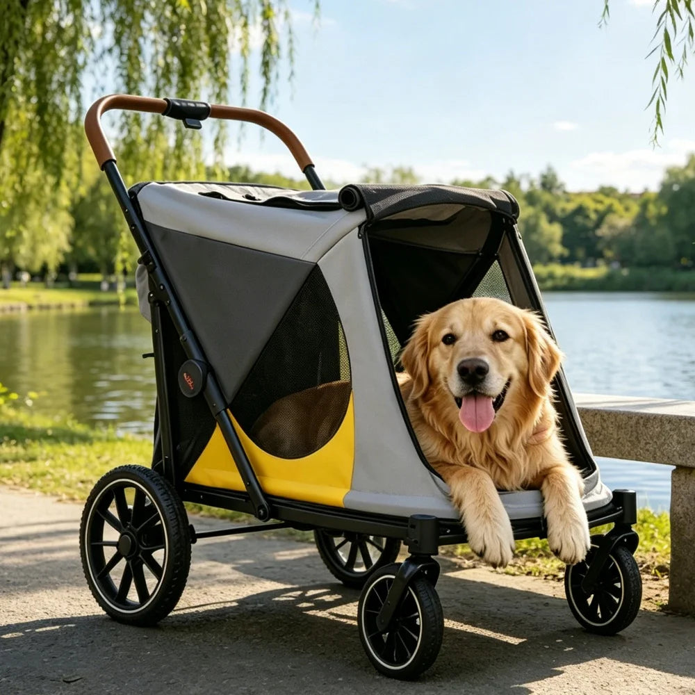 Foldable Pet Stroller For Dogs And Cats Up To 42kg