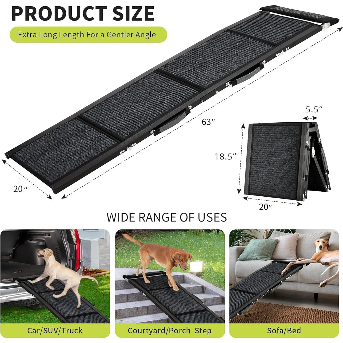 HiMISS Folding Car Dog Ramp With Nonslip Surface