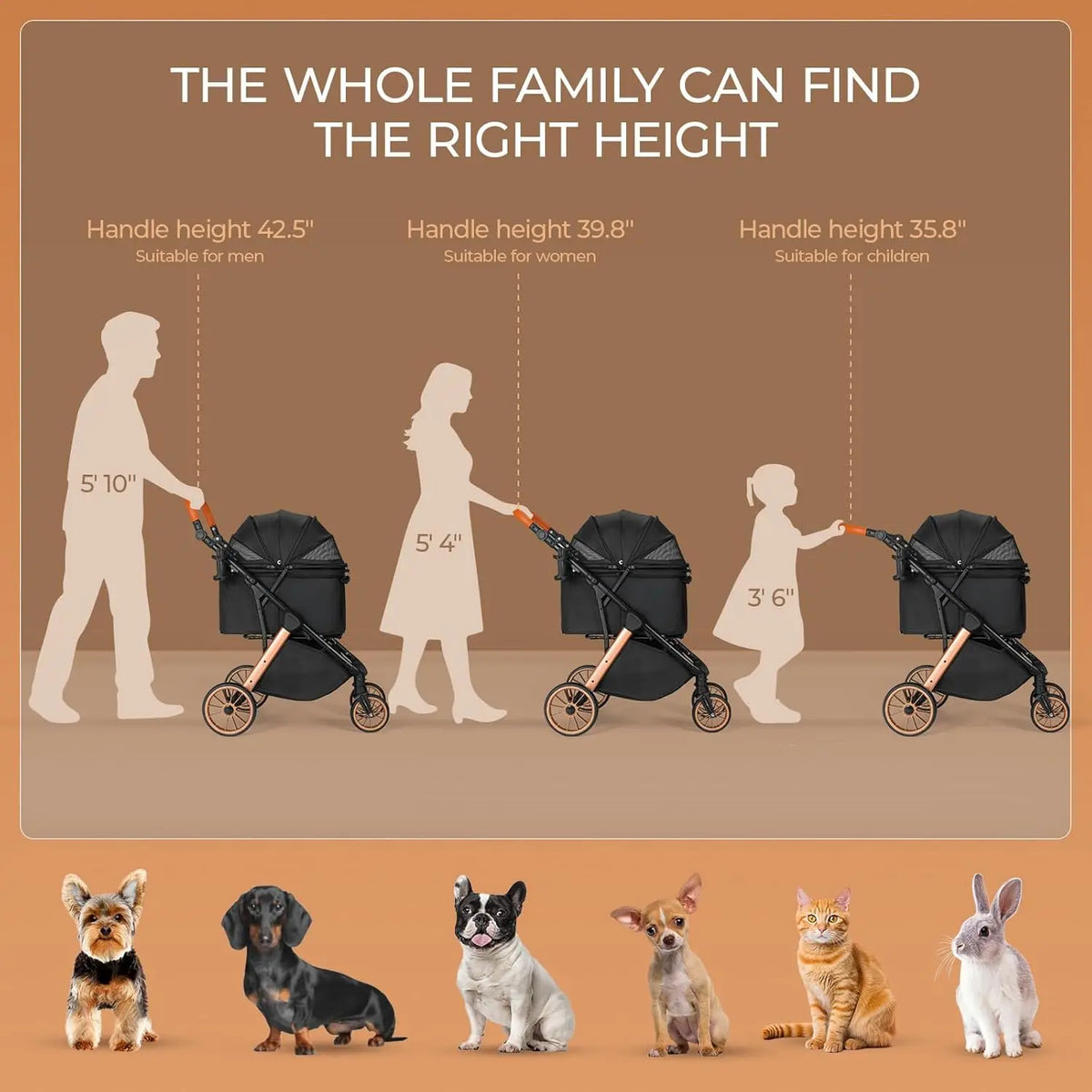 Foldable Pet Stroller for Medium Dogs and Cats All Terrain