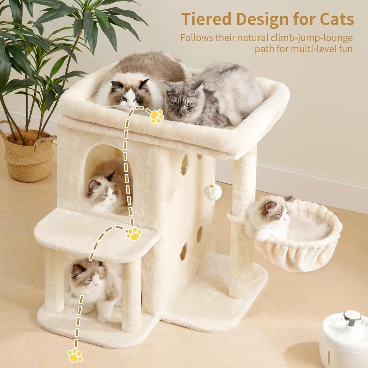NBVCX Cat Tree For Large Cats With Dual Condos