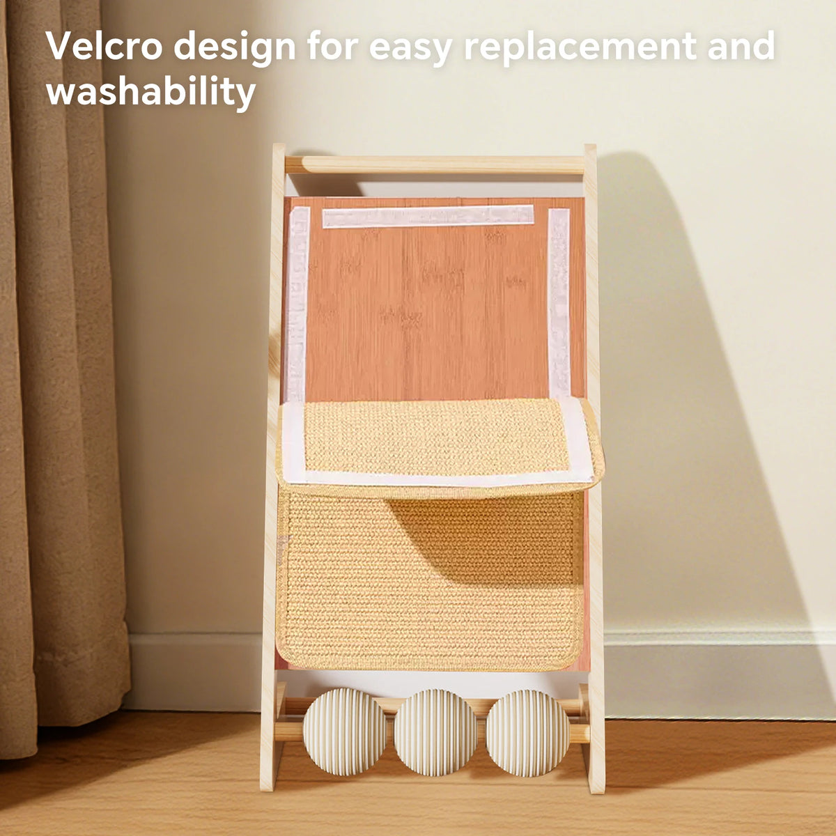 L-Shaped Sisal Cat Scratcher With Hanging Ball And Kitten Bed