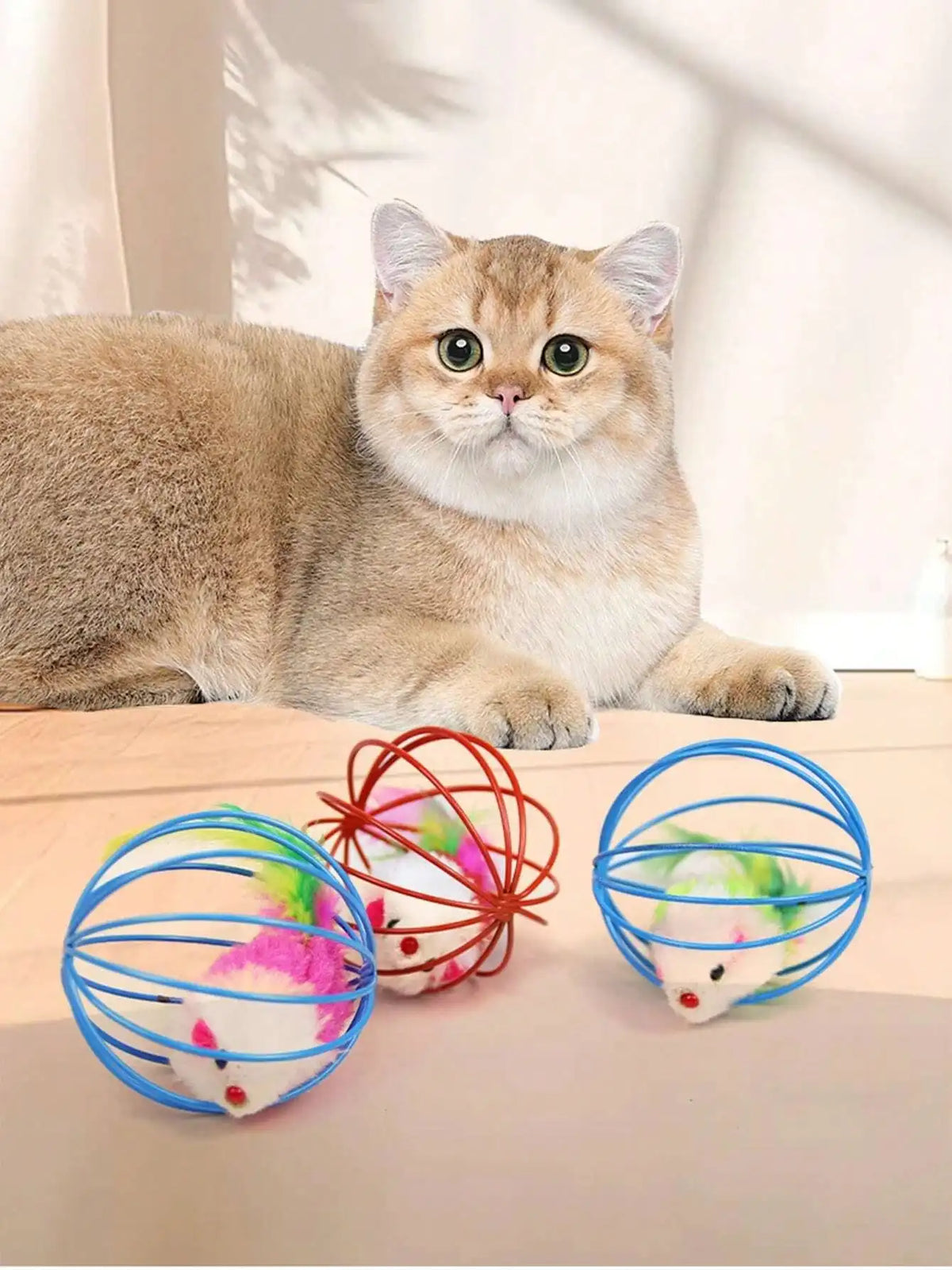 Interactive Fleece Cat Toy Set With Rolling Balls And Mice