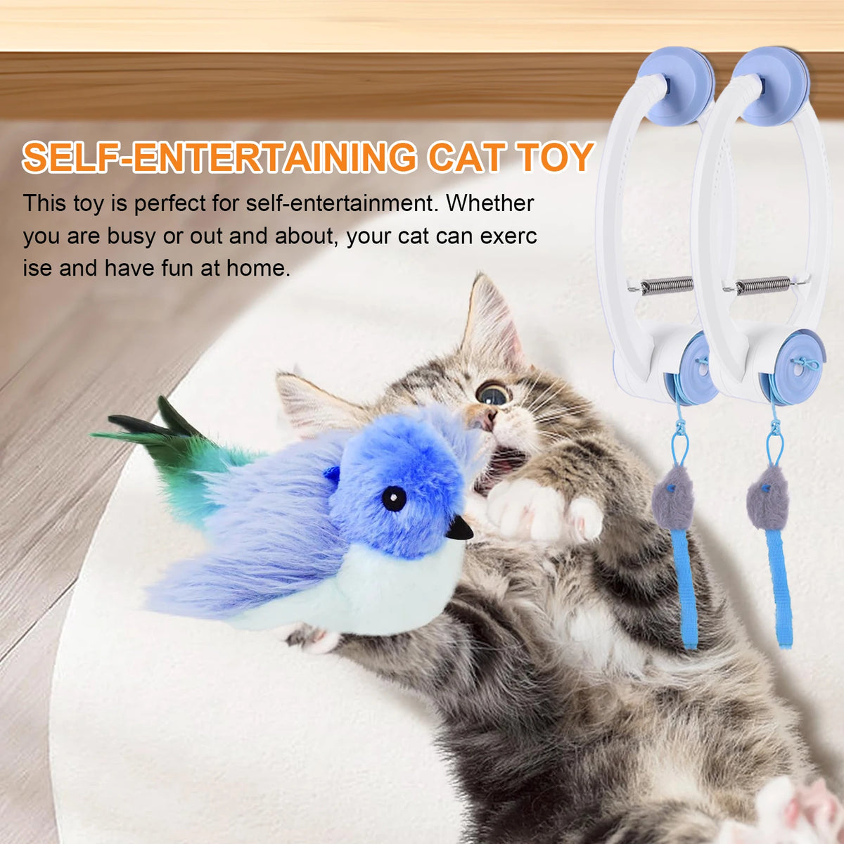 Teaser Electronic Self Play Feather Cat String Toy Interactive Cat Teaser Retractable Toys for Cat Kitten Playing Exercising