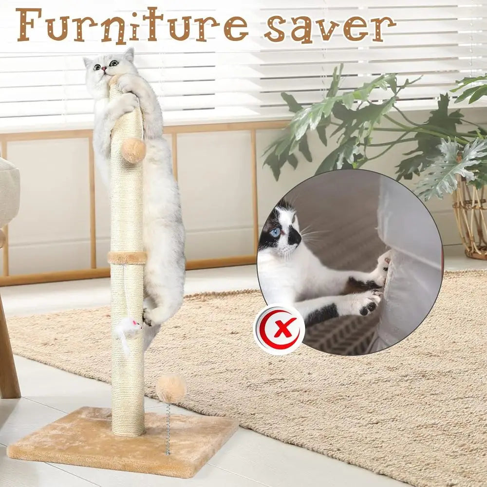 3-In-1 Cat Scratching Post With Plush Toys