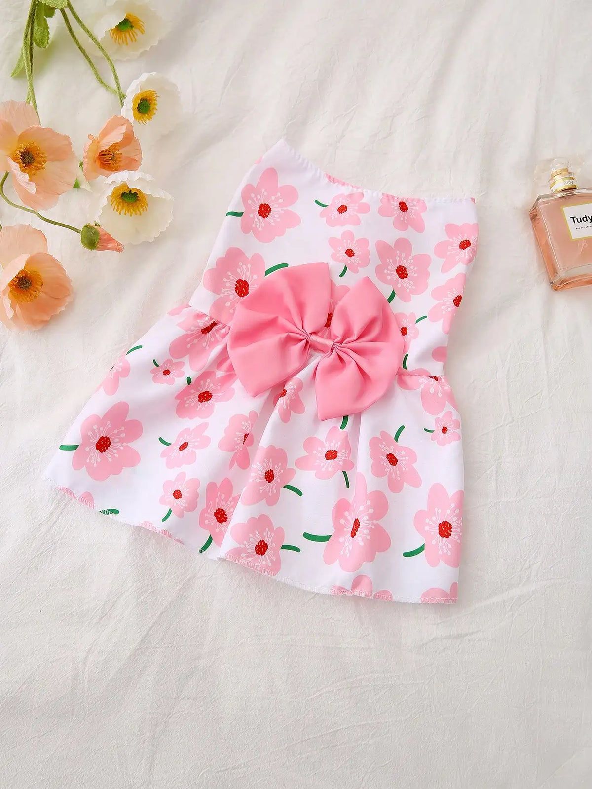 Strawberry Print Bow Dog Dress