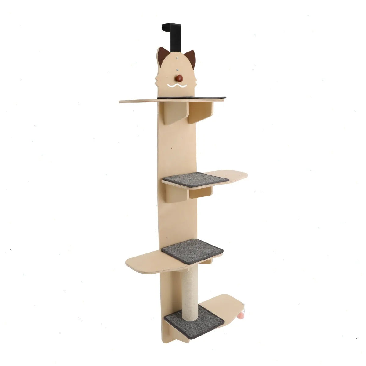 Door Hanging Cat Tree With Teaser Ball And Scratch Post