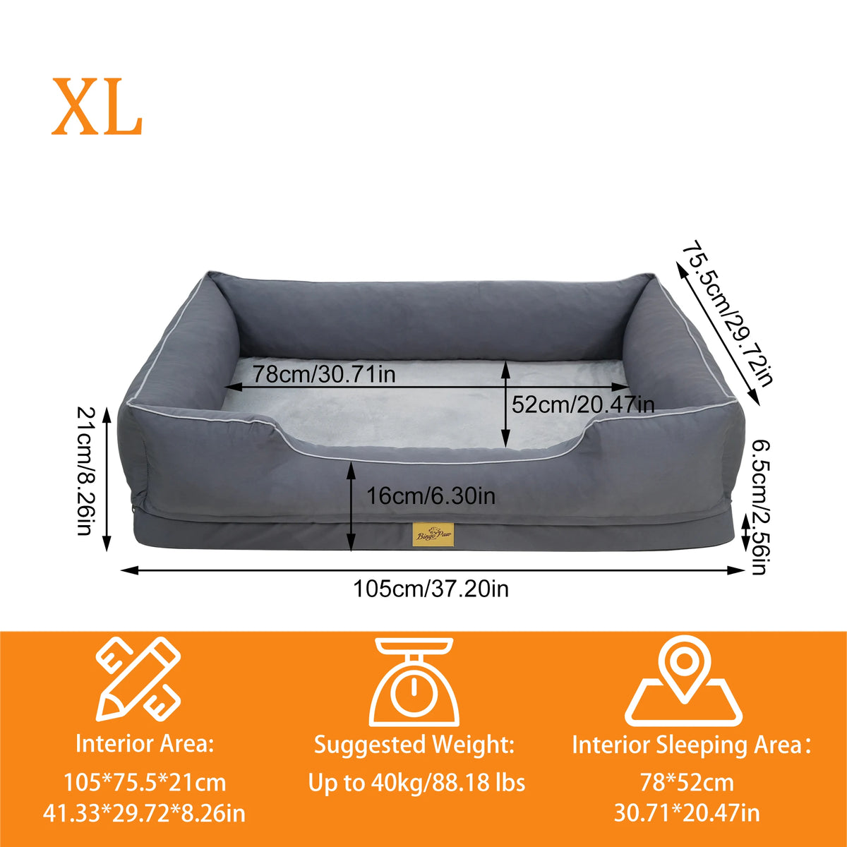 Bingopaw Orthopedic Dog Bed With Removable Waterproof Cover