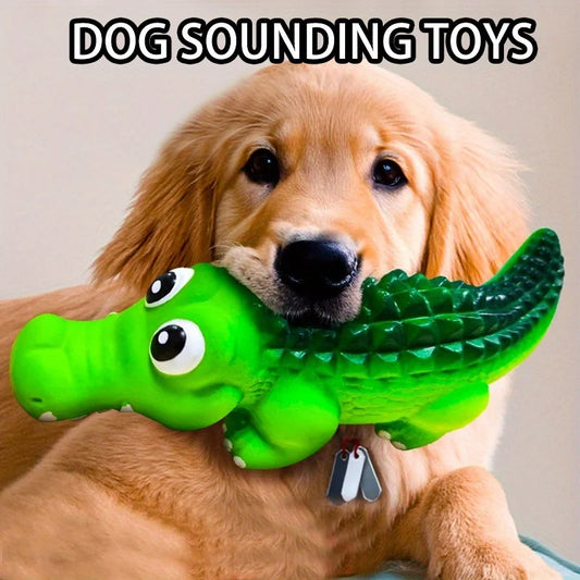 Durable Squeaky Rubber Crocodile Dog Toy