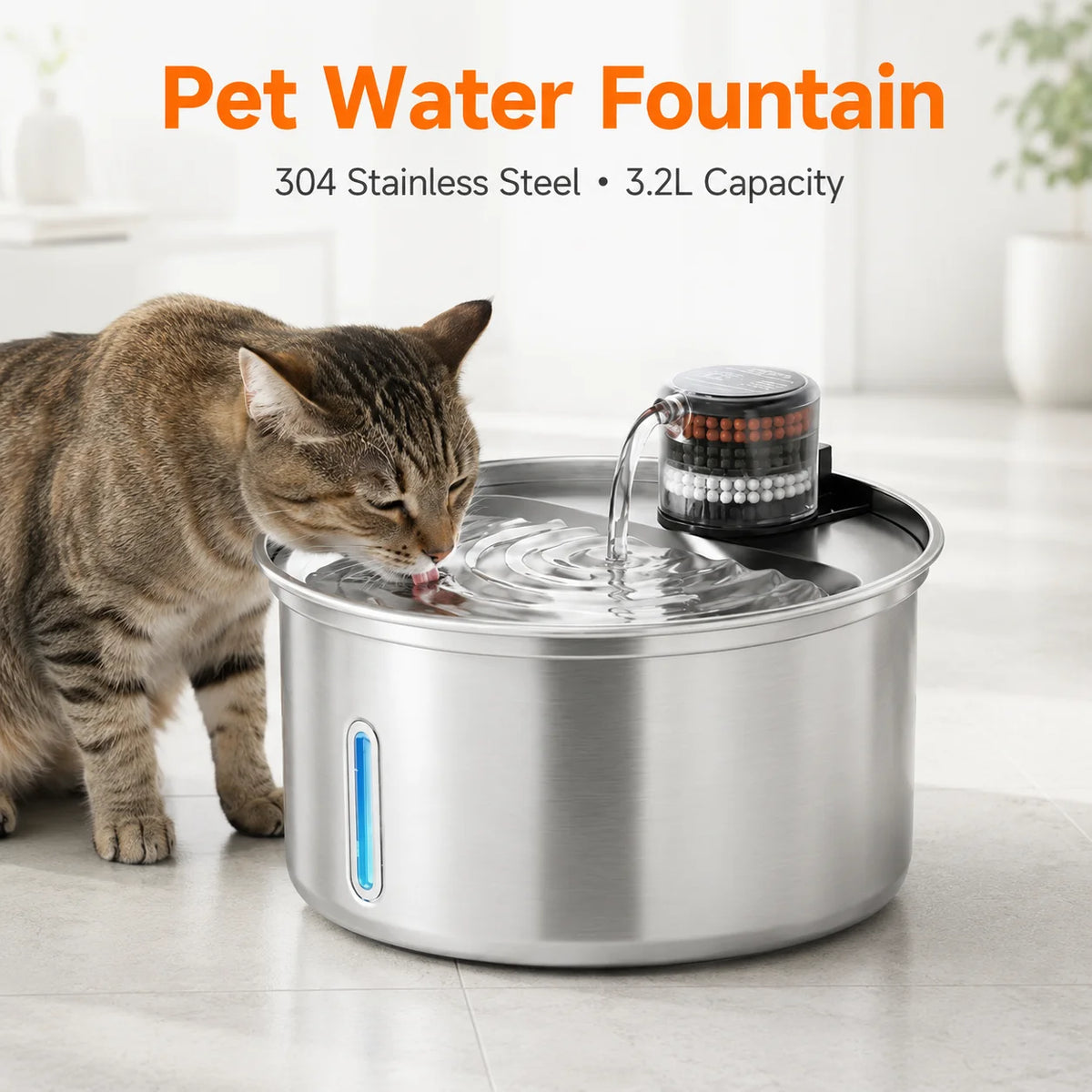 Automatic Stainless Steel Pet Water Fountain for Cats and Dogs