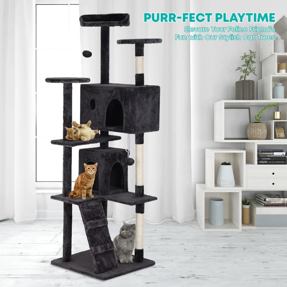NBVCX Multilevel Cat Tree With Scratching Posts Condos And Toys