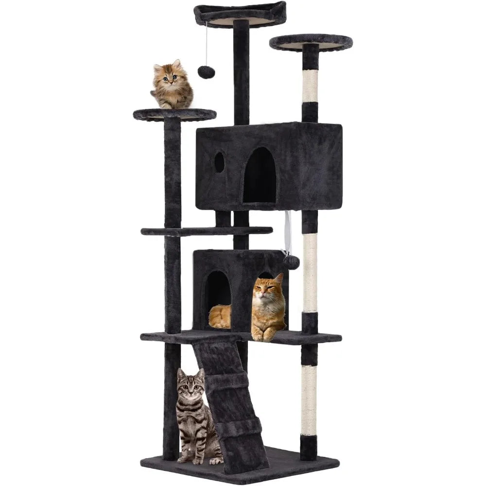 NBVCX Multilevel Cat Tree With Scratching Posts Condos And Toys