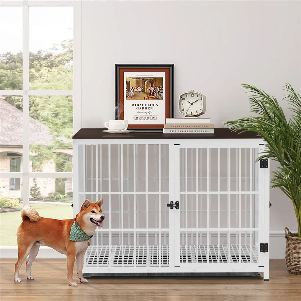 BINGOPAW Heavy Duty Dog Kennel End Table Cage With Doors