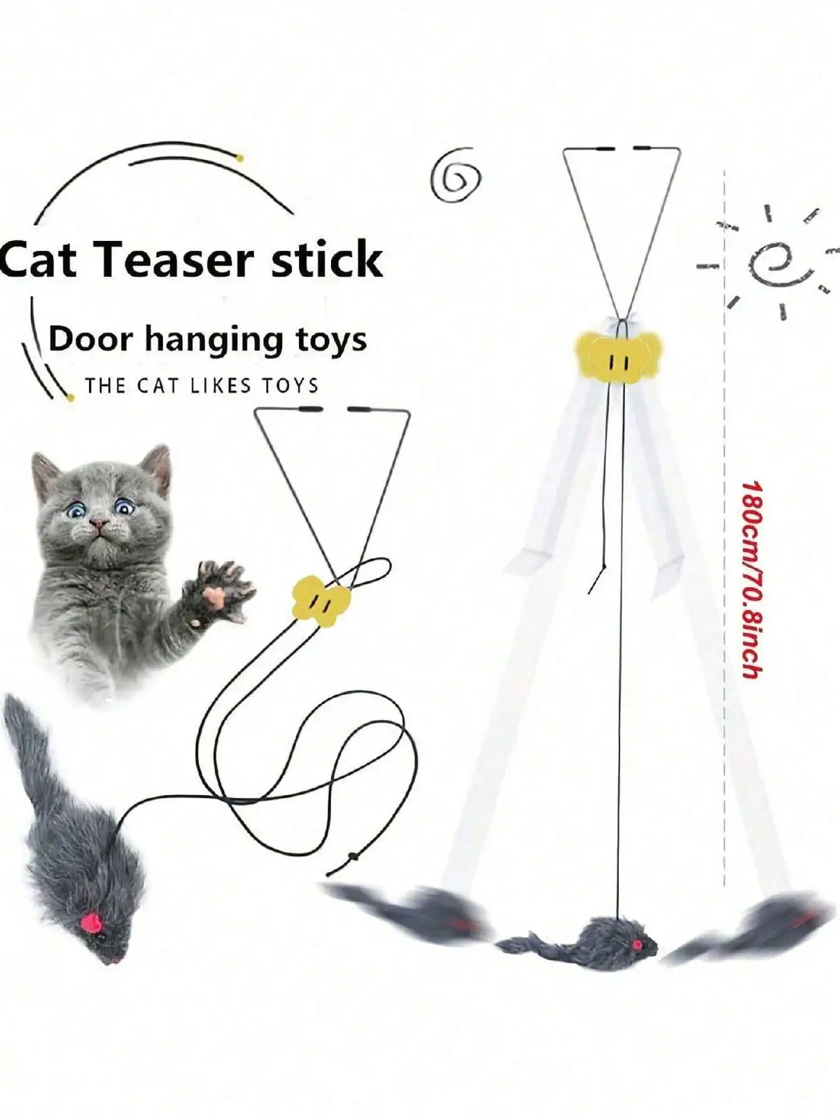 Adjustable Fleece Hanging Cat Toy For Interactive Play