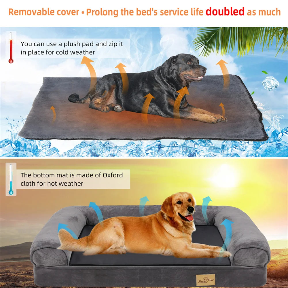 BORWART Orthopedic Memory Foam Dog Bed Removable Waterproof Plush Cover