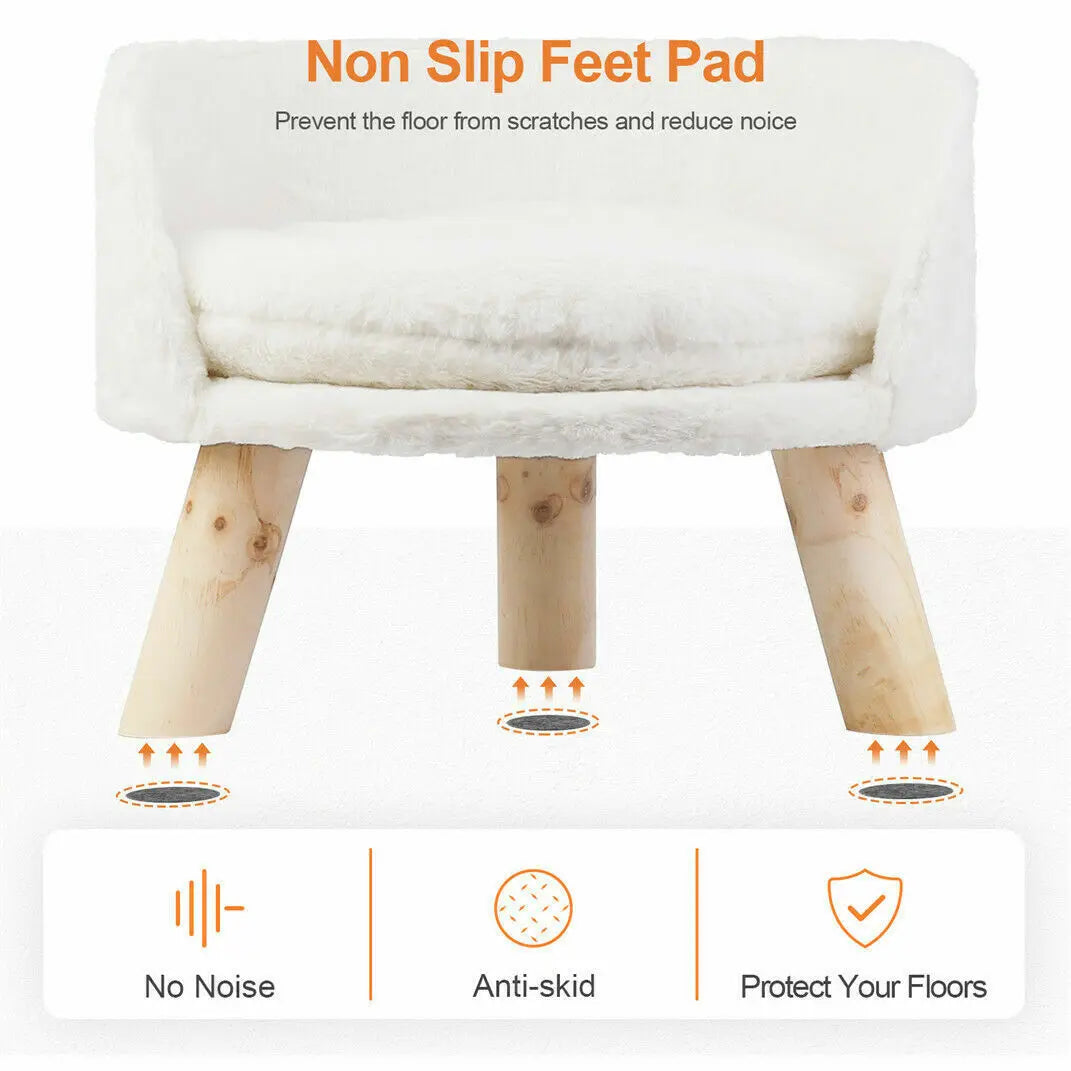 Soft Plush Cat Bed With Cushion And Wood Legs