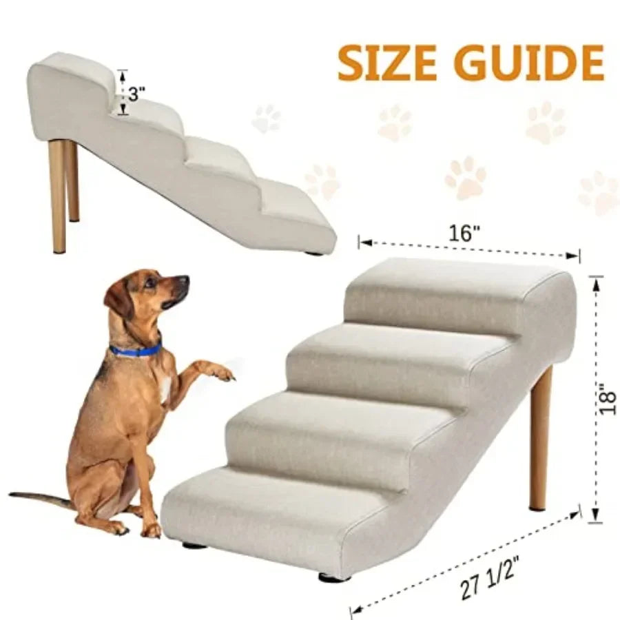 Pet Stairs For Dogs Imitation Linen And Faux leather