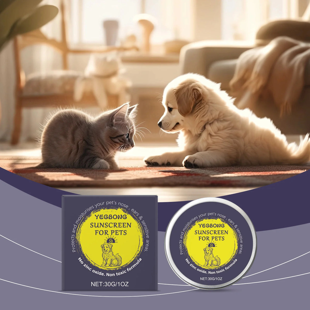 Pet Protective Balm for Cats and Dogs, Mild Solid Balm Soothes and Moisturizes Dry Pet Skin for Daily Care