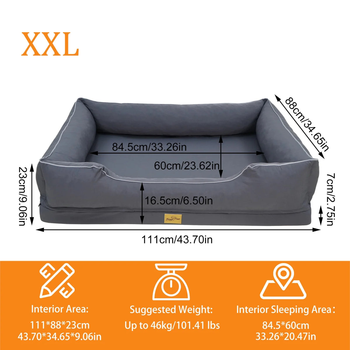 Bingopaw Orthopedic Dog Bed With Removable Waterproof Cover