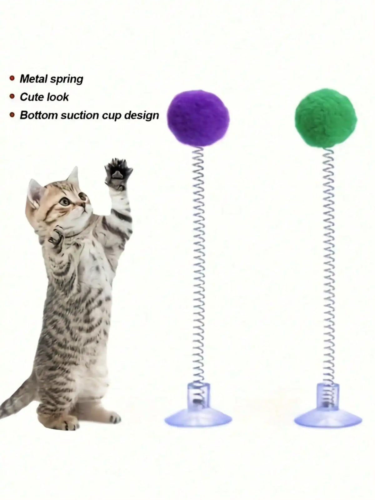 Interactive Cat Toys With Plush Ball Teaser Wand Suction Cup