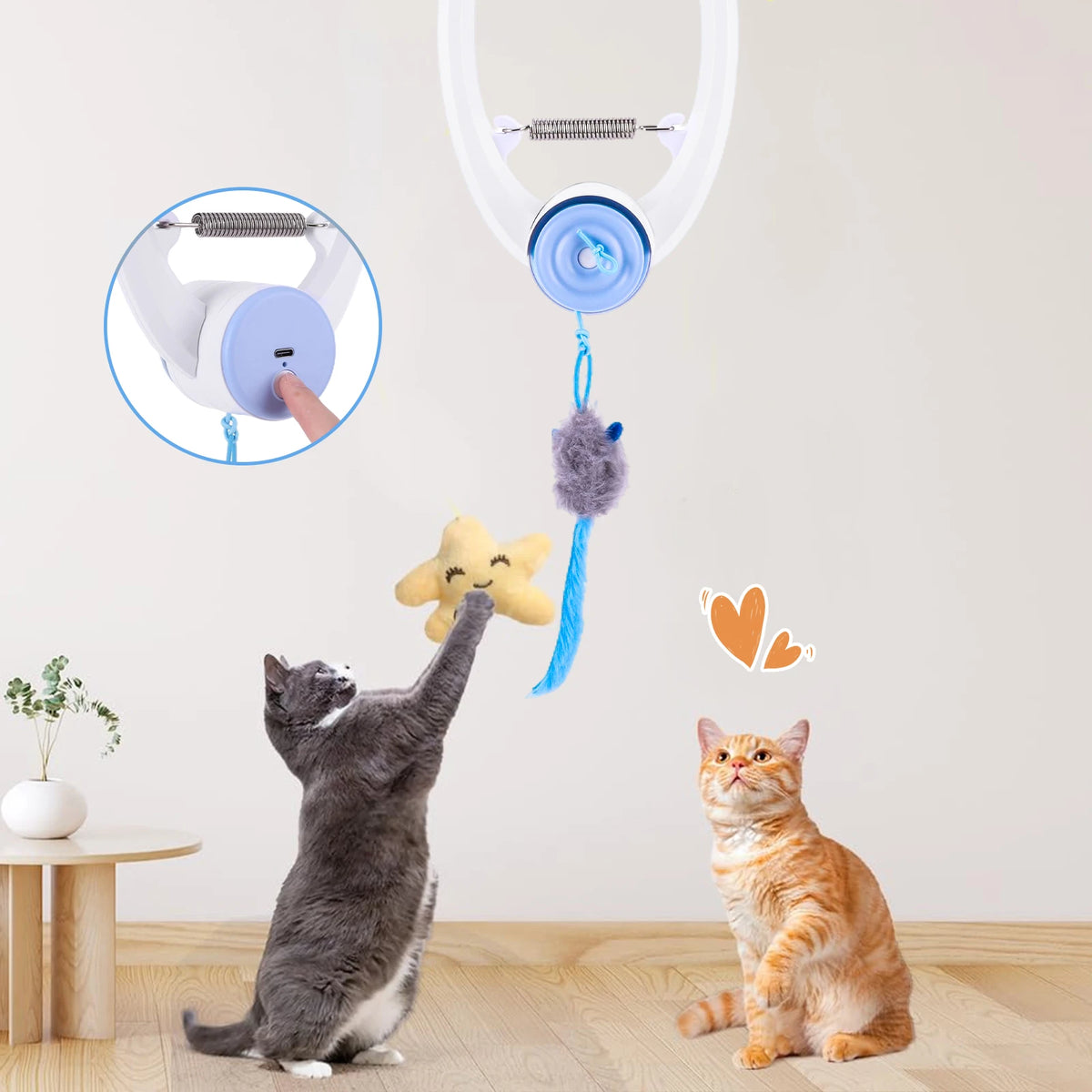 Teaser Electronic Self Play Feather Cat String Toy Interactive Cat Teaser Retractable Toys for Cat Kitten Playing Exercising