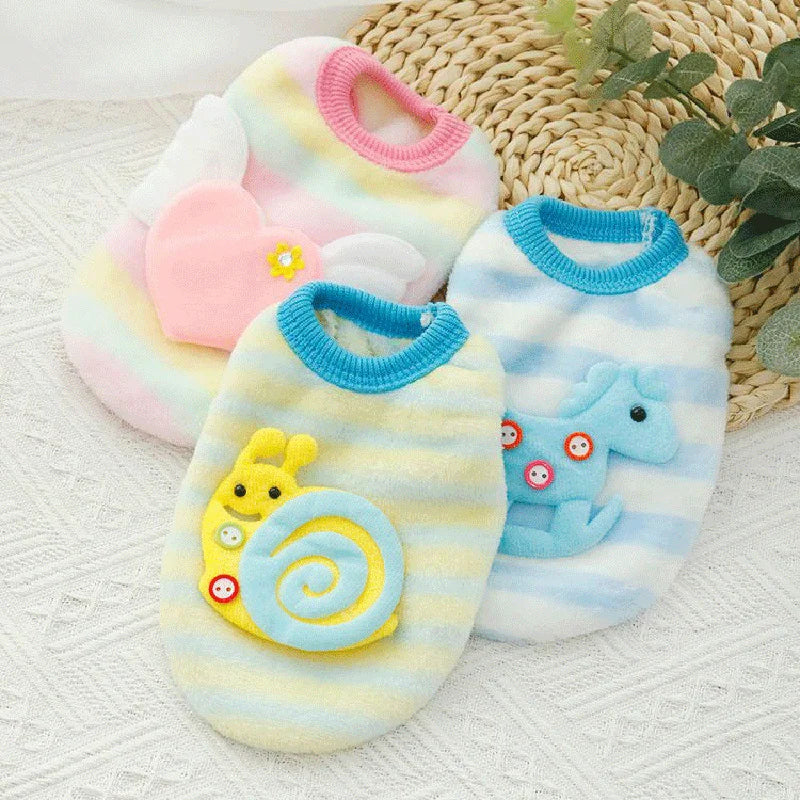 Cute Print Tea Cup Dog Sweater Winter Warm Fleece Pet Clothing