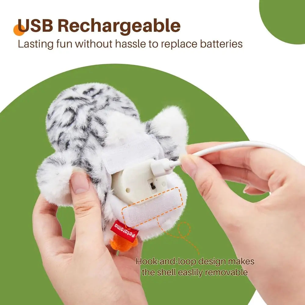 Flapping Owl Cat Toys, Life like Bird Chirp, Rechargeable Touch Kitten Toy, Interactive Catnip Kicker Exercise Toys
