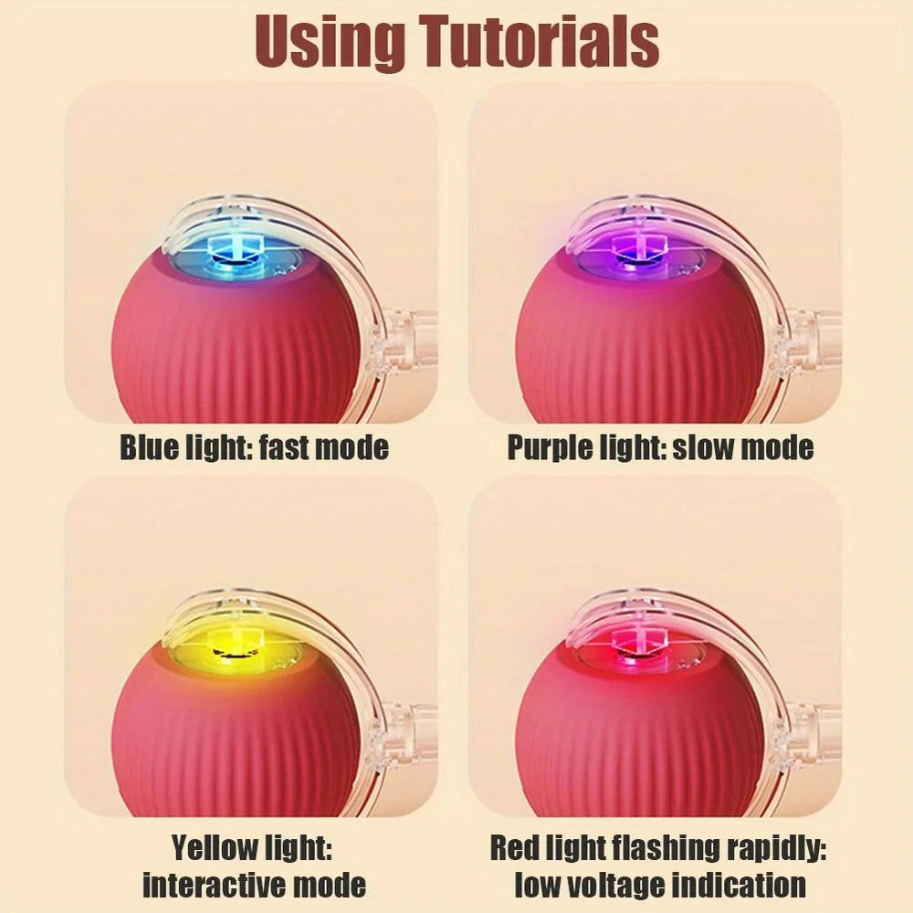 Self Moving LED Interactive Cat Toy Ball With Rope Tail