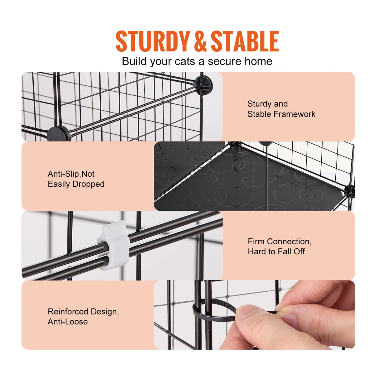 SucceBuy Detachable Metal Cat Cage With Front Doors Hammock
