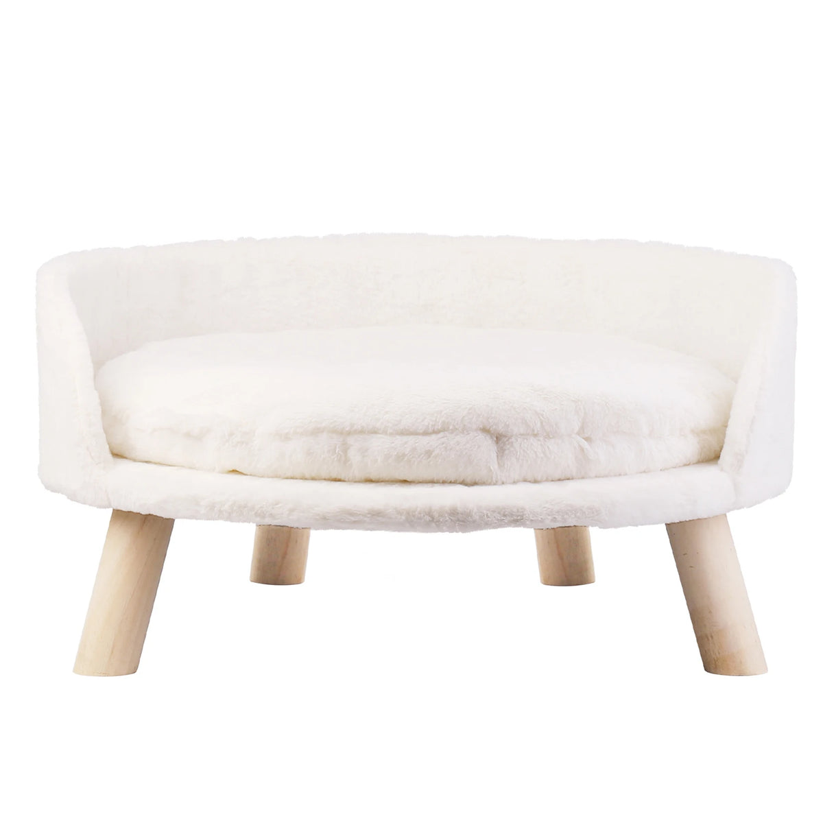 Soft Plush Cat Bed With Cushion And Wood Legs