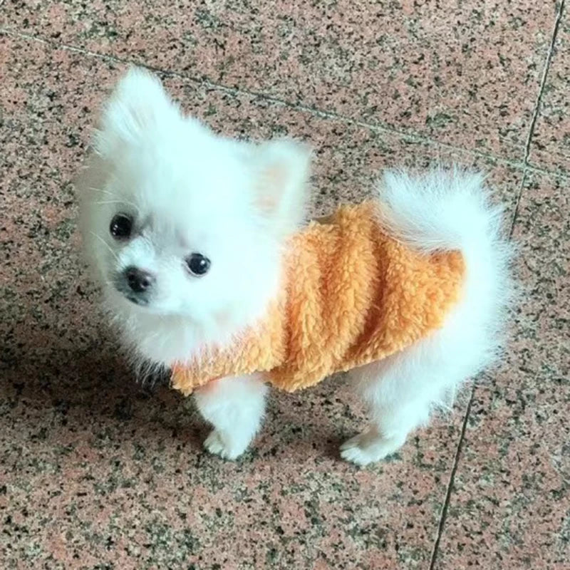 Cute Print Tea Cup Dog Sweater Winter Warm Fleece Pet Clothing