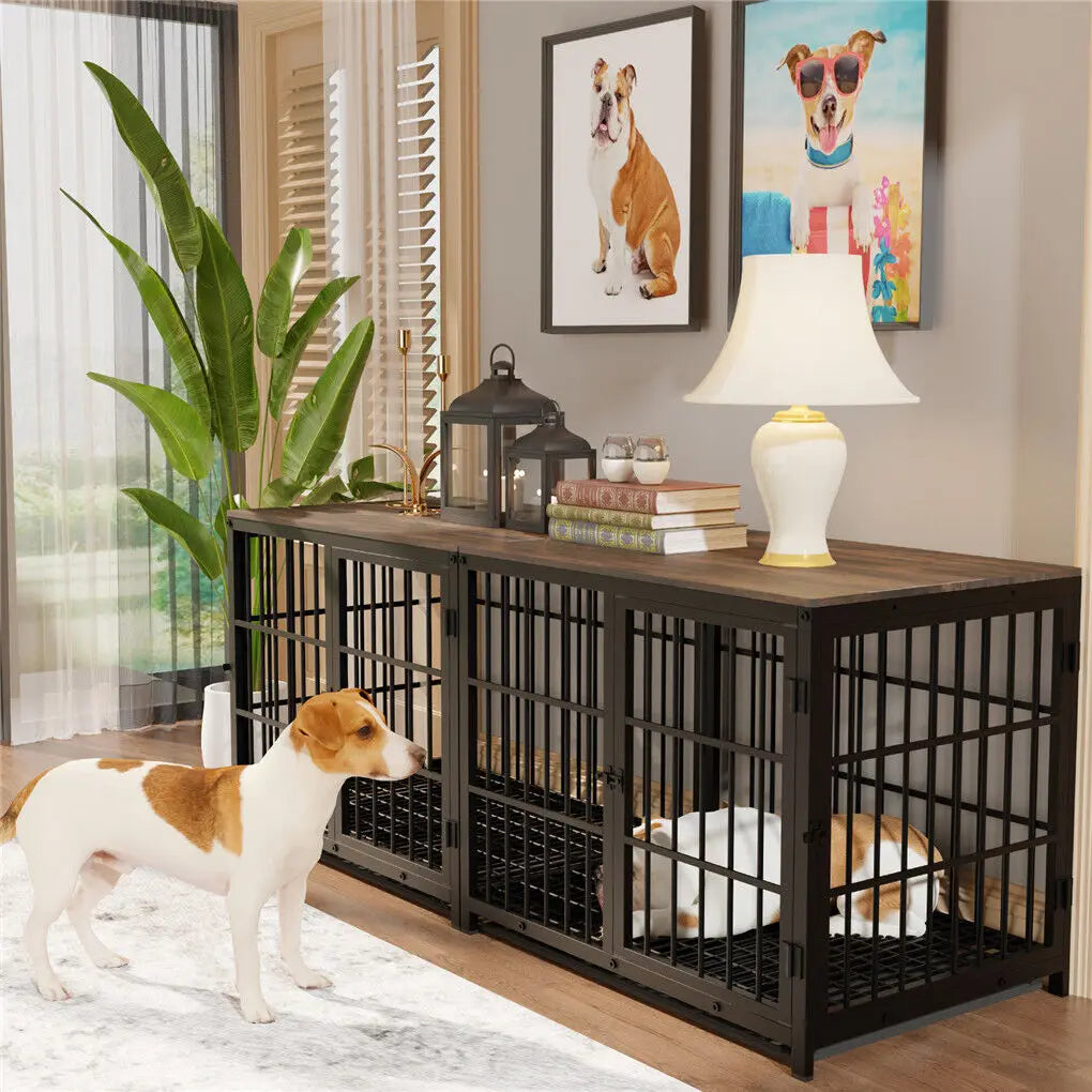 BINGOPAW Heavy Duty Dog Kennel End Table Cage With Doors