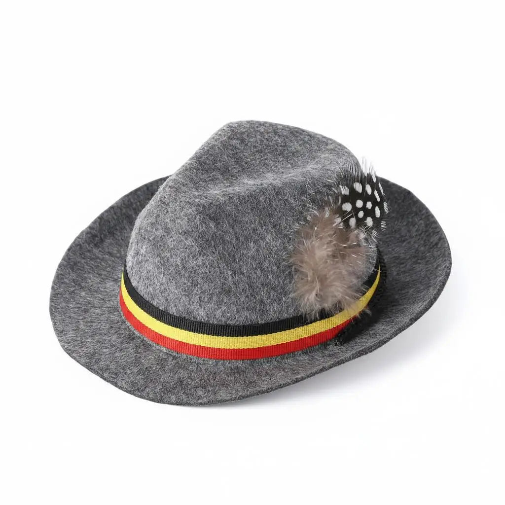 German Pet Hat, Adjustable Oktoberfest Pet Costume Hat with Feather & Ribbon, Mini Bavarian Style Pet Accessory for Dogs and Cats, Halloween Party Photo Prop