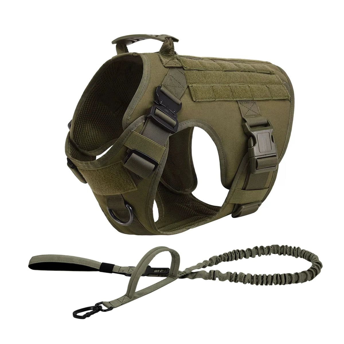 Tactical Nylon Dog Harness With Molle Pouches And Quick Release