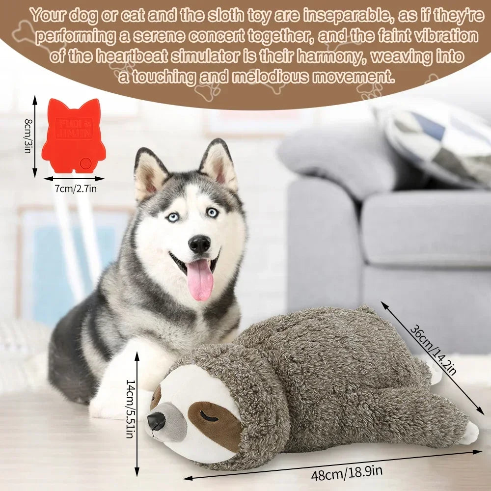 Dog Christmas Gift Sloth Plush Puppy Heartbeat Toy Calming Anxiety Relief Sleep Aid Crate Training Stocking Stuffer