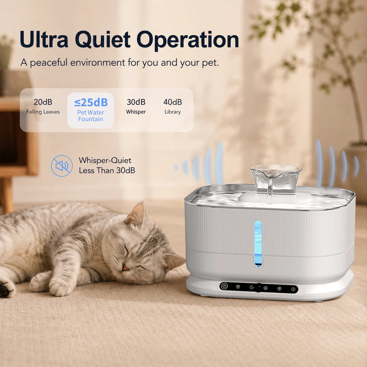 Cordless Rechargeable Automatic Cat Water Fountain For Pets