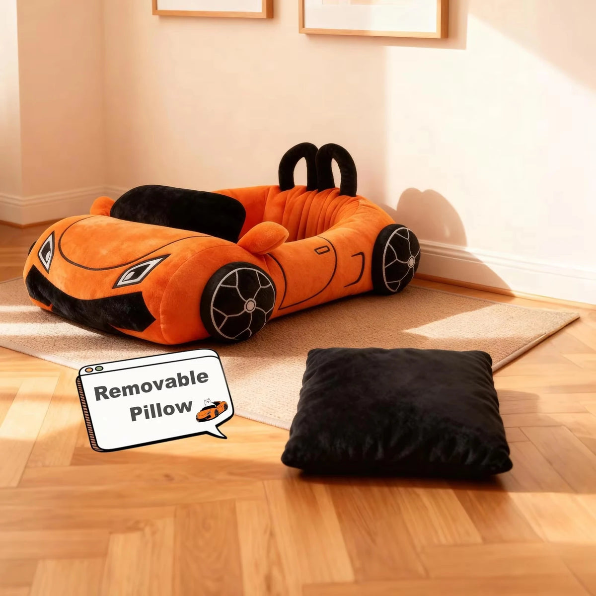 CWV Soft Cozy Coral Fleece Supercar Pet Bed With Pillow