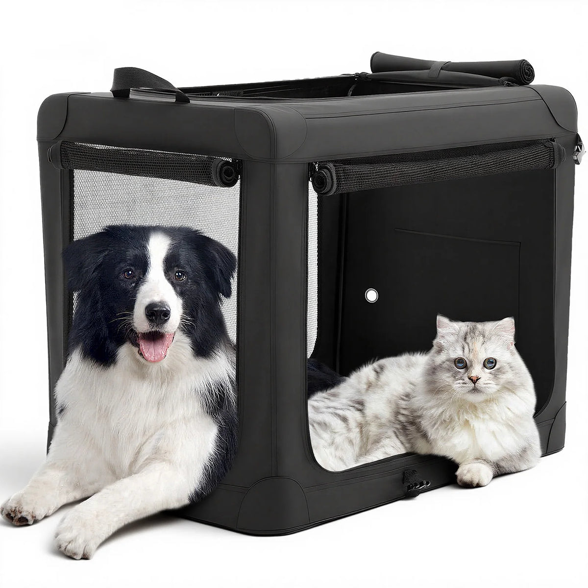 JHK Foldable Soft Dog Crate Portable Kennel With 3 Doors